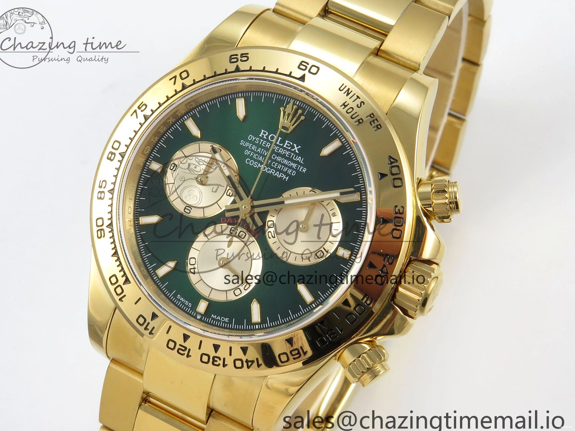 1:1 Edition V6（Gain YG Dial Weight） QF Daytona Best SH4131 Green On 126508 Markers Bracelet Stick 0105